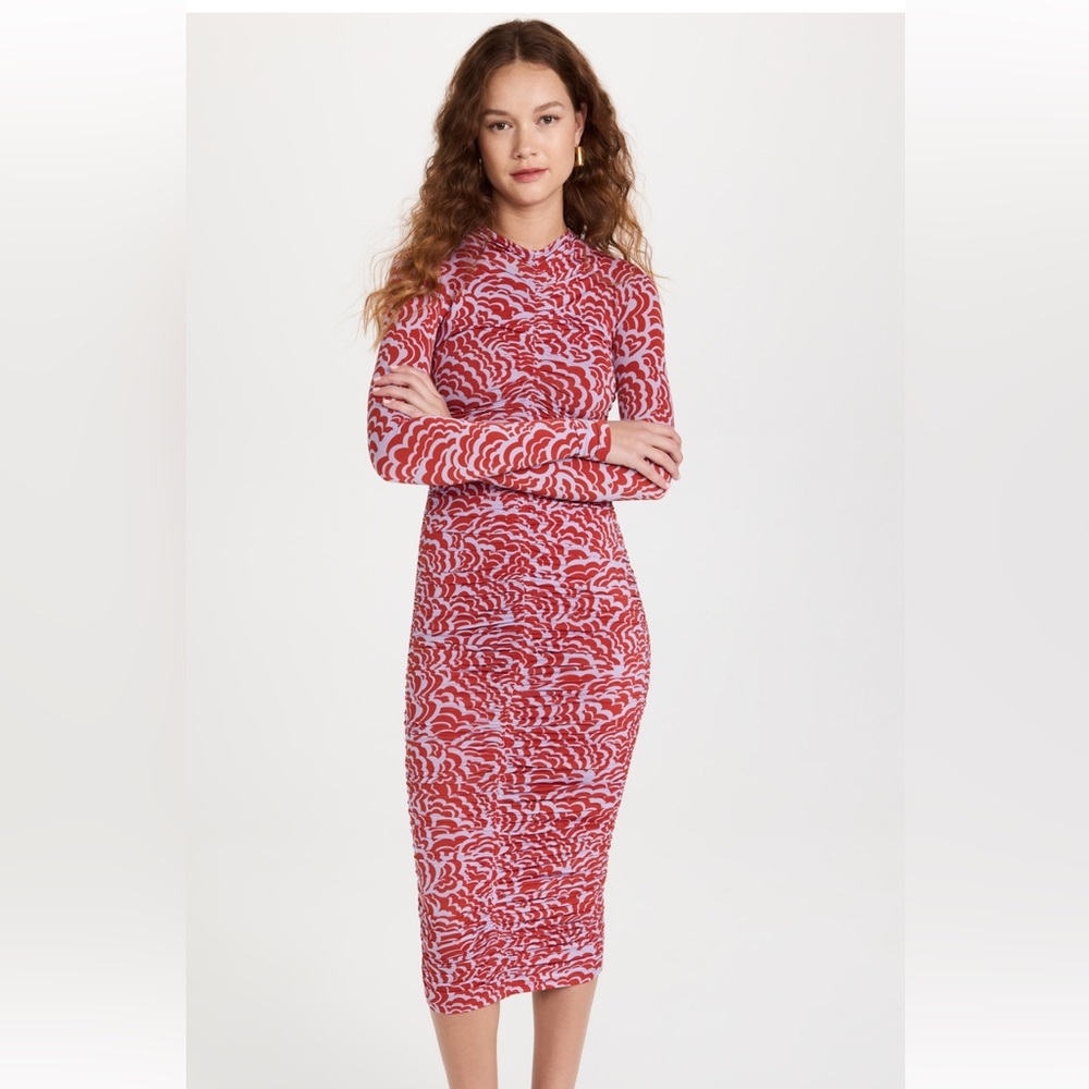 A.L.C. Ansel Jersey Dress, Lilac and Red, Size Medium